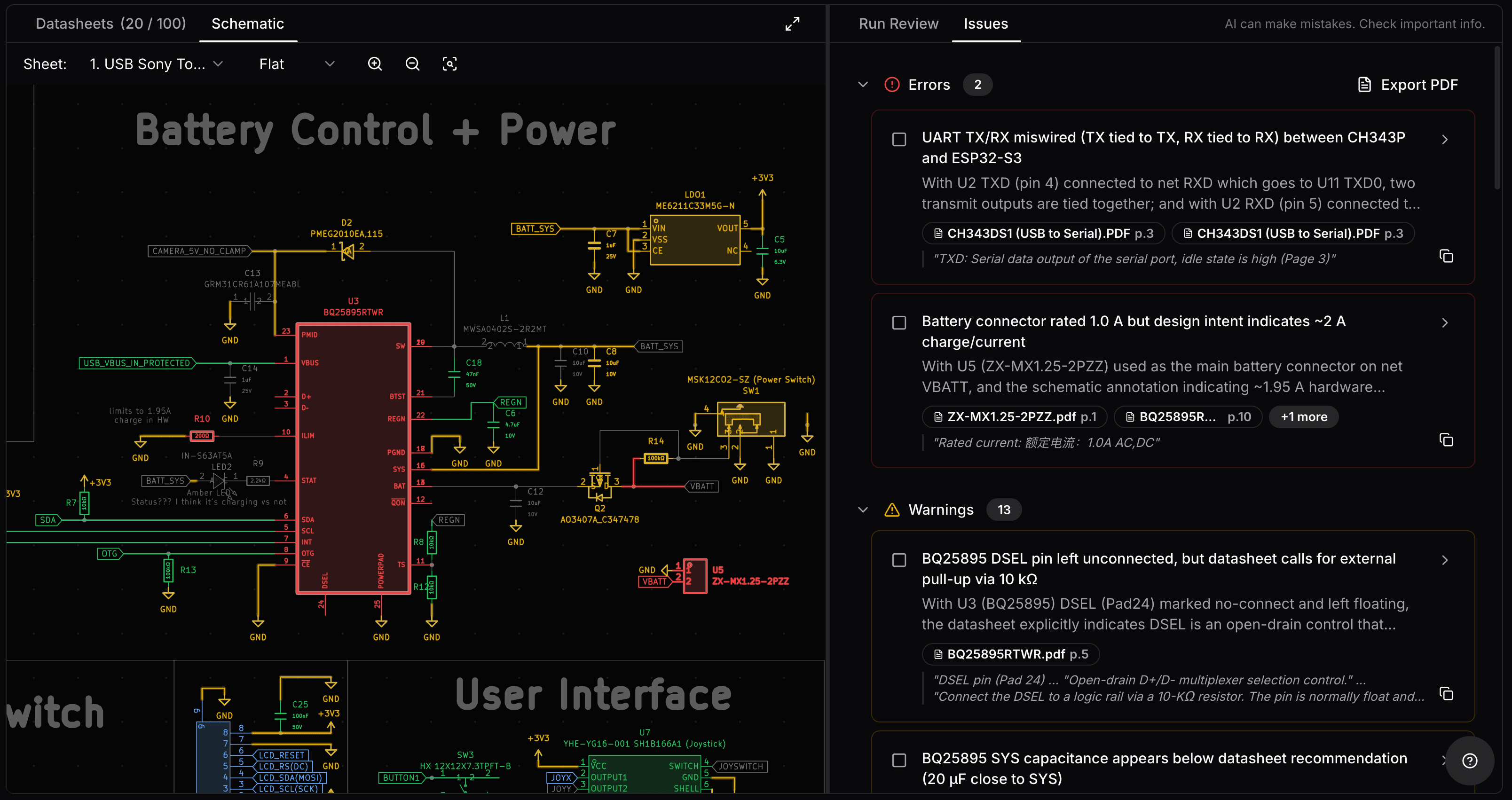 AI-powered schematic checker benefits - automated PCB design review and datasheet validation for KiCad and Altium